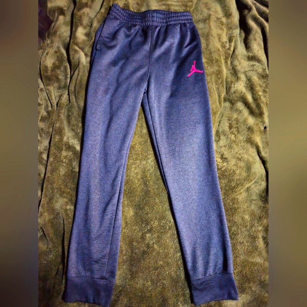Jordan Kids Charcoal Joggers with Pink Logo